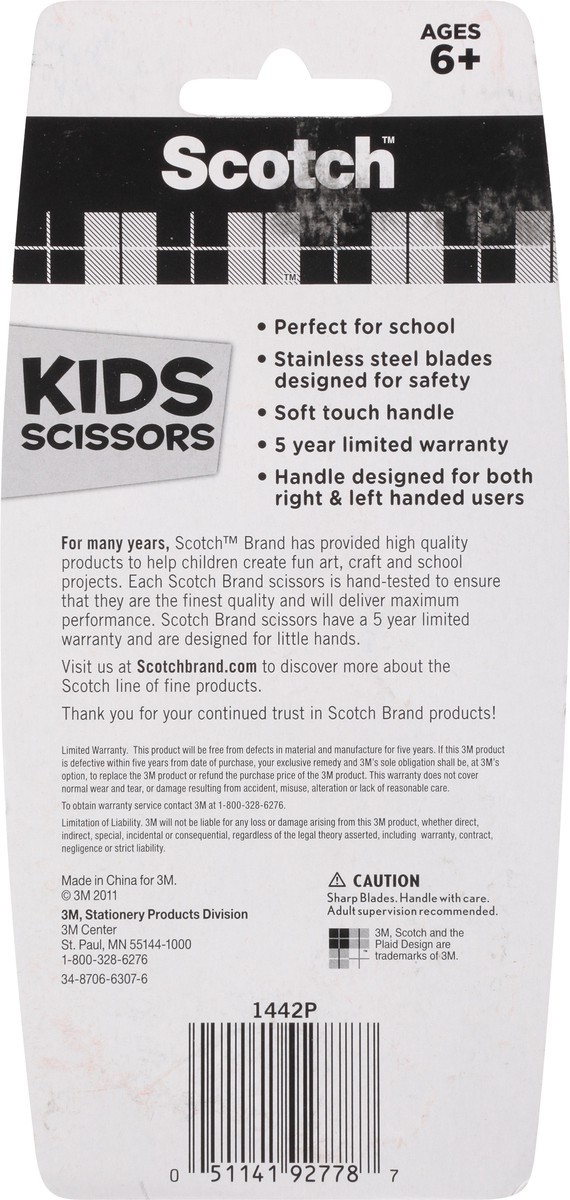 slide 6 of 9, Scotch Kids Scissors With Pointed Tip and Soft Grip, 1 ct