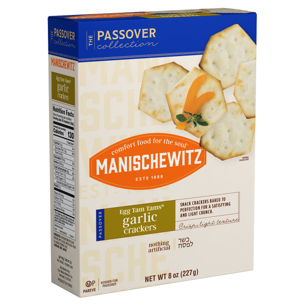 slide 1 of 1, Manischewitz Passover Garlic Egg Tam Tams Crackers - Kosher For Passover, 8 oz