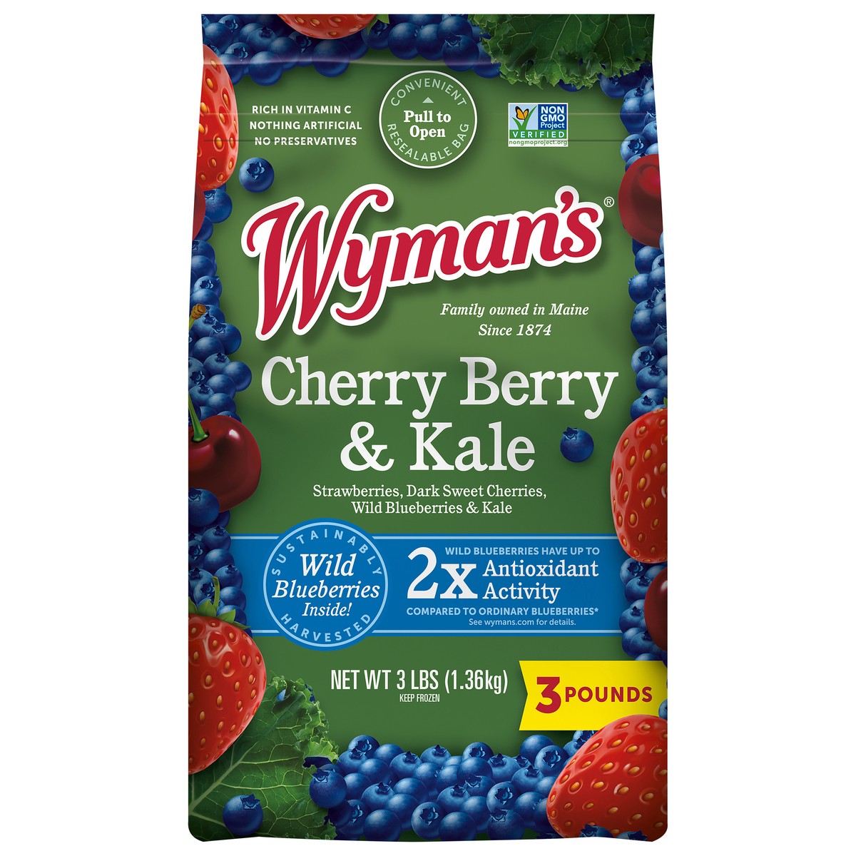 slide 4 of 12, Wyman's Cherry Berry & Kale 3 lb, per lb