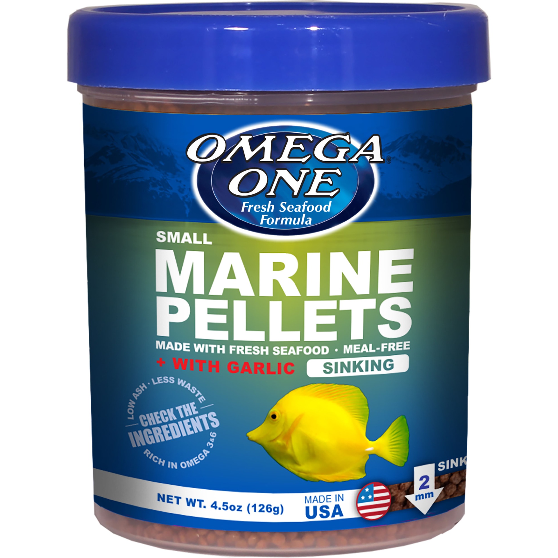 slide 1 of 1, Omega One Garlic Marine Sinking Pellets, 4.5 oz