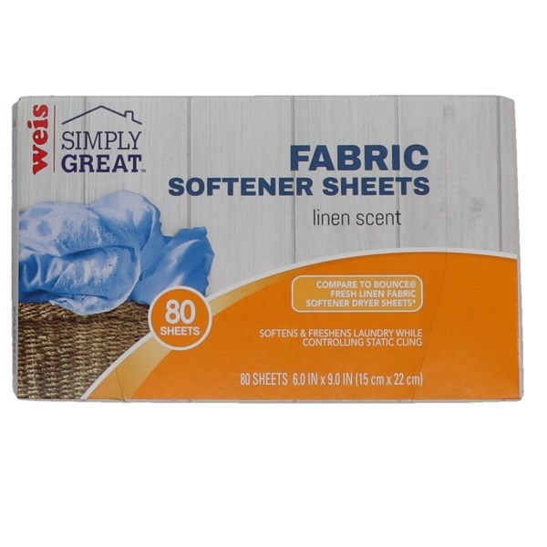 slide 1 of 1, Weis Quality Fresh Linen 80 Count Fabric Softener Sheets, 80 ct