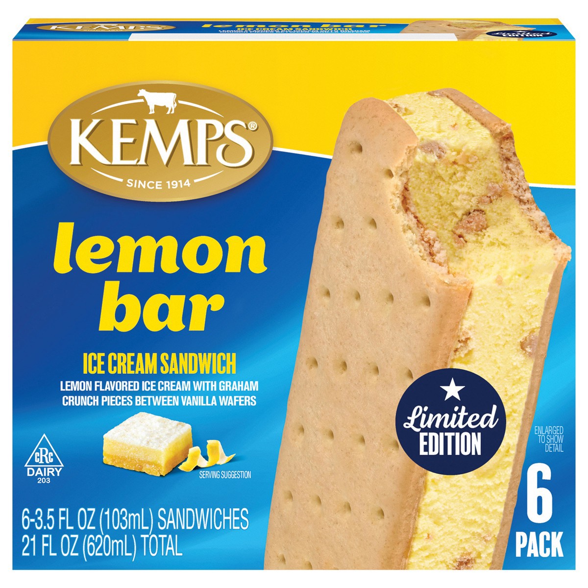 slide 1 of 11, Kemps Lemon Bar Ice Cream Sandwiches, 6 ct