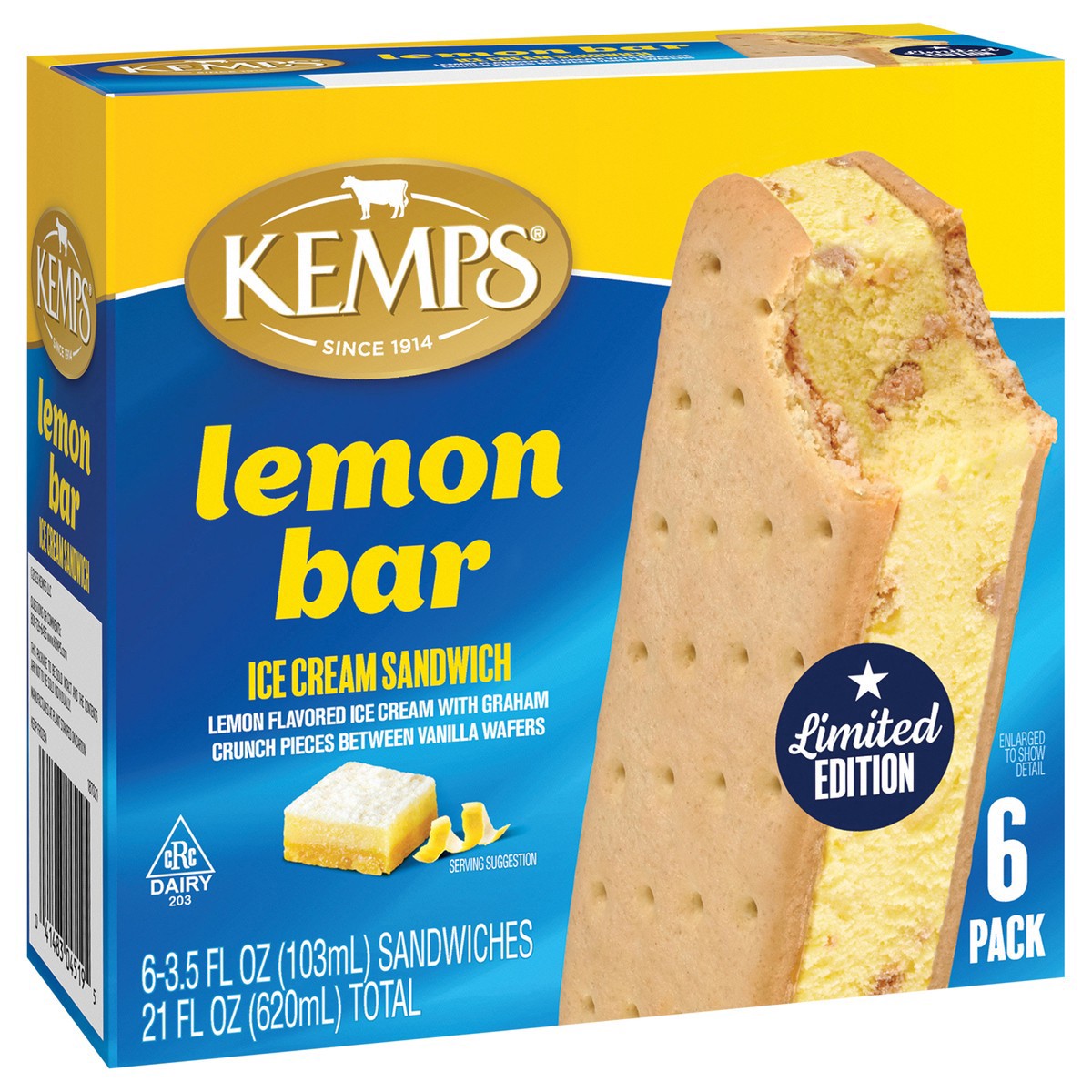 slide 11 of 11, Kemps Lemon Bar Ice Cream Sandwiches, 6 ct