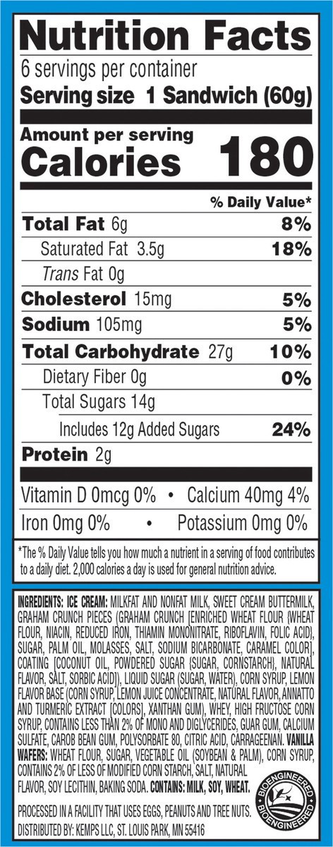 slide 2 of 11, Kemps Lemon Bar Ice Cream Sandwiches, 6 ct
