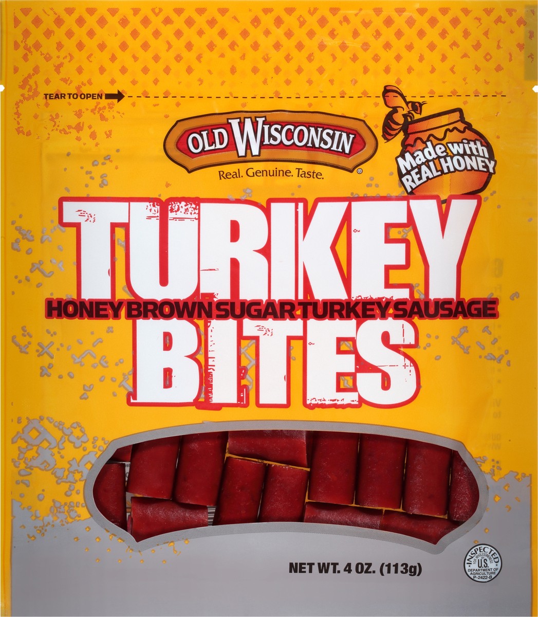 slide 4 of 7, Old Wisconsin Honey Brown Sugar Turkey Sausage Turkey Bites 4 oz. Pouch, 4 oz