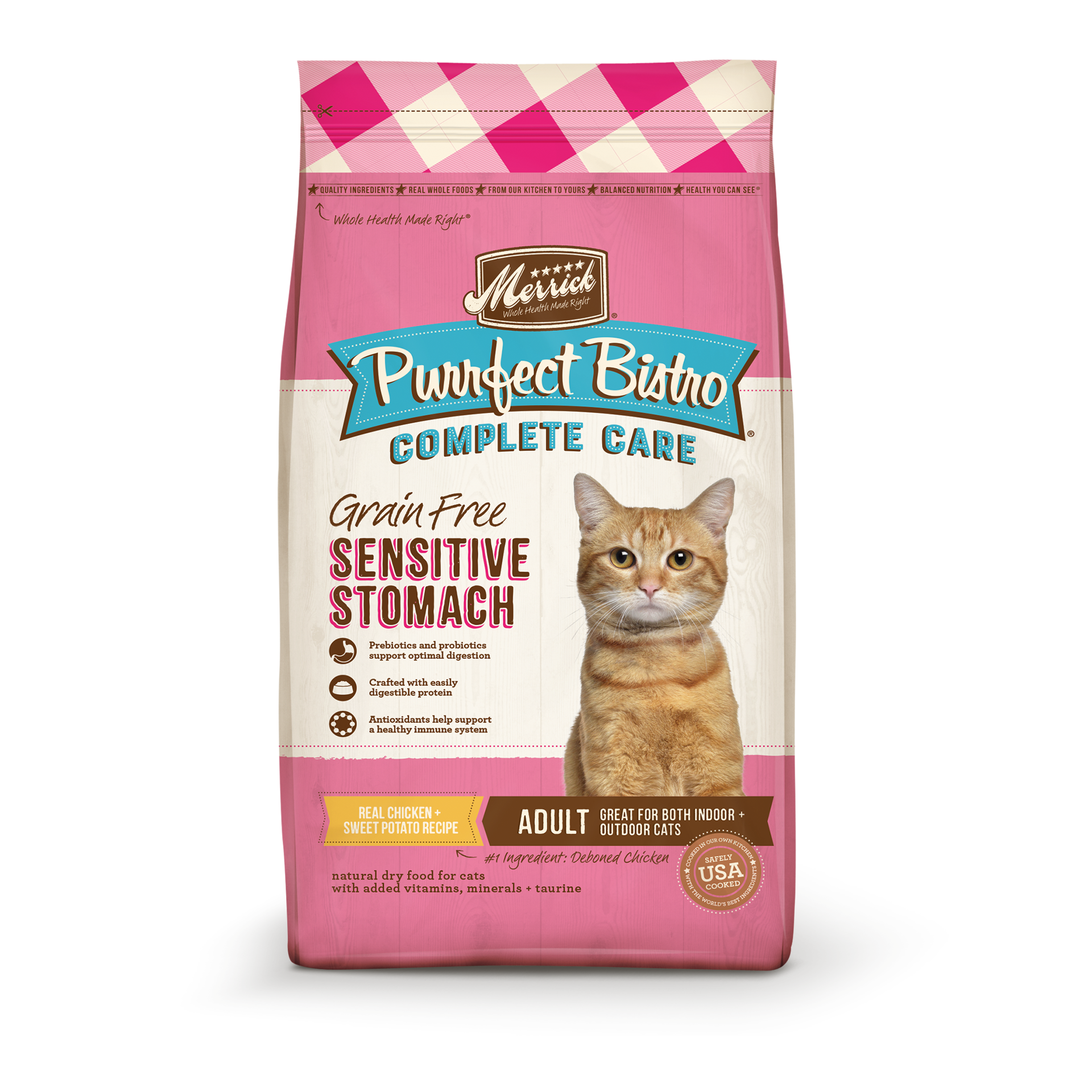 slide 1 of 4, MERRICK Purrfect Bistro Complete Care Sensitive Stomach Recipe Dry Cat Food - 7 lb Bag, 7 lb