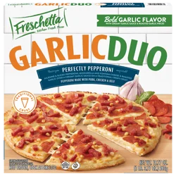 Freschetta Garlic Duo Perfectly Pepperoni Bold Garlic Flavor Pizza 19.77 oz