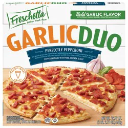 Freschetta Garlic Duo Perfectly Pepperoni Bold Garlic Flavor Pizza 19.77 oz
