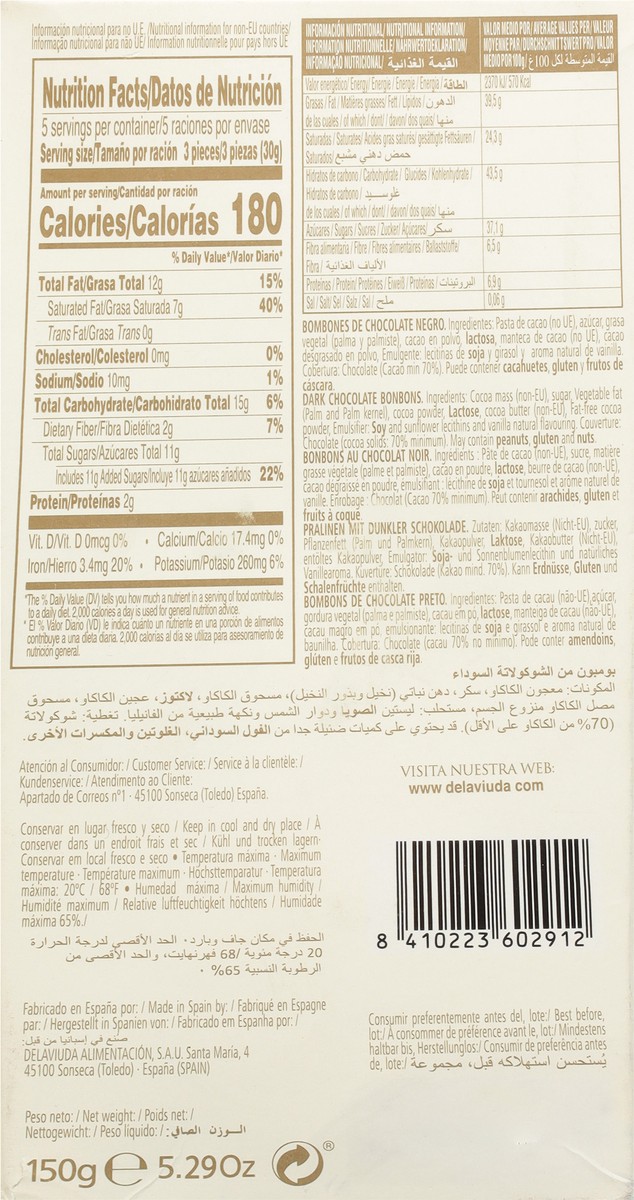 slide 6 of 14, Delaviuda 70% Cocoa Dark Chocolate Chocolate Bombones 14 ea, 14 ct