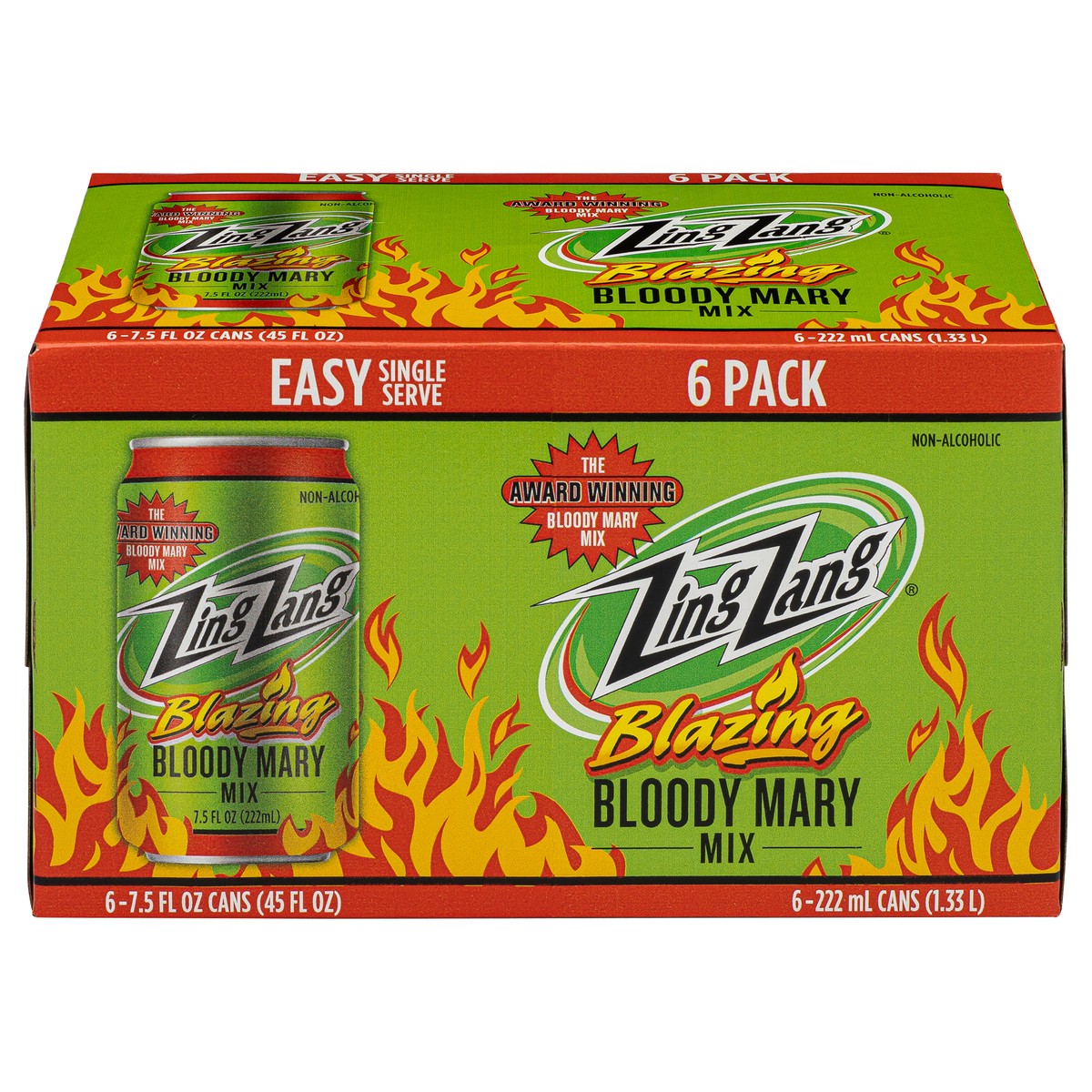 slide 13 of 13, Zing Zang Blazing Bloody Mary Mix, Non-Alcoholic Cocktail Mixer, 7.5 Fl Oz Cans (Pack of 6), 6 ct