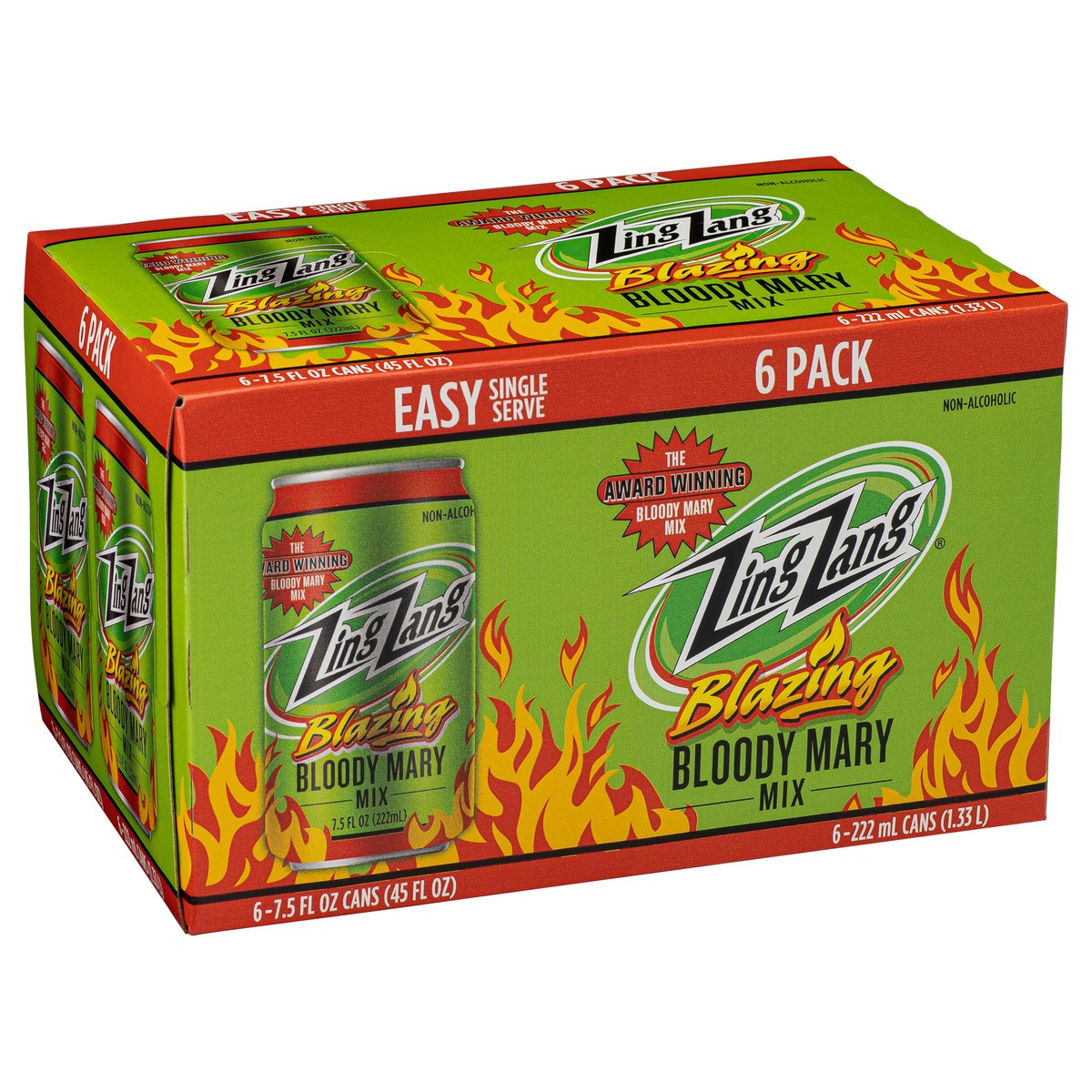 slide 7 of 13, Zing Zang Blazing Bloody Mary Mix, Non-Alcoholic Cocktail Mixer, 7.5 Fl Oz Cans (Pack of 6), 6 ct