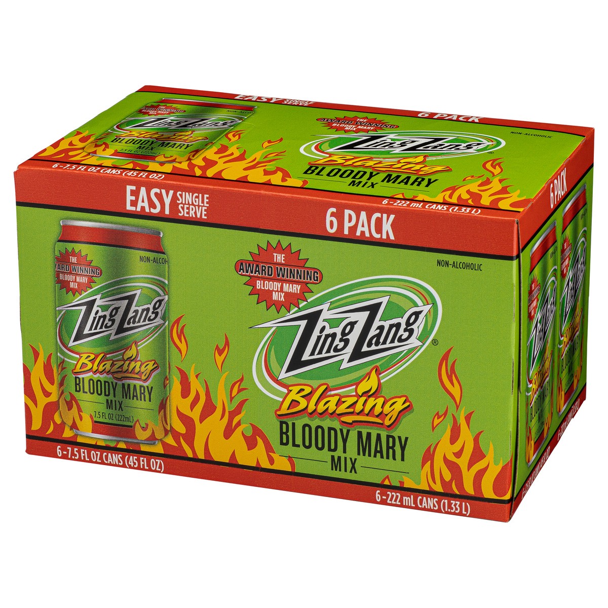 slide 2 of 13, Zing Zang Blazing Bloody Mary Mix, Non-Alcoholic Cocktail Mixer, 7.5 Fl Oz Cans (Pack of 6), 6 ct