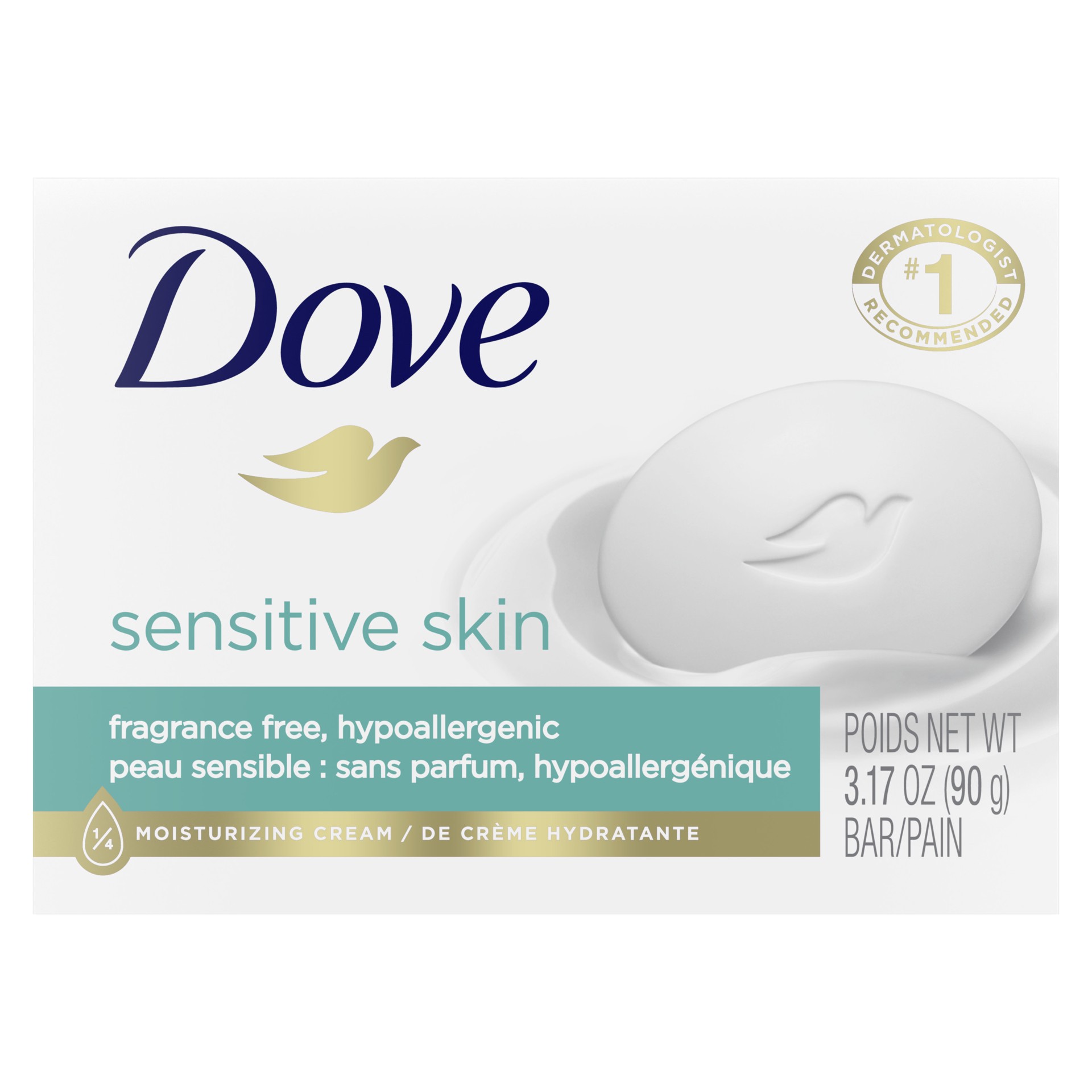 slide 1 of 4, Dove Sensitive Skin Beauty Bar, 3.15 oz