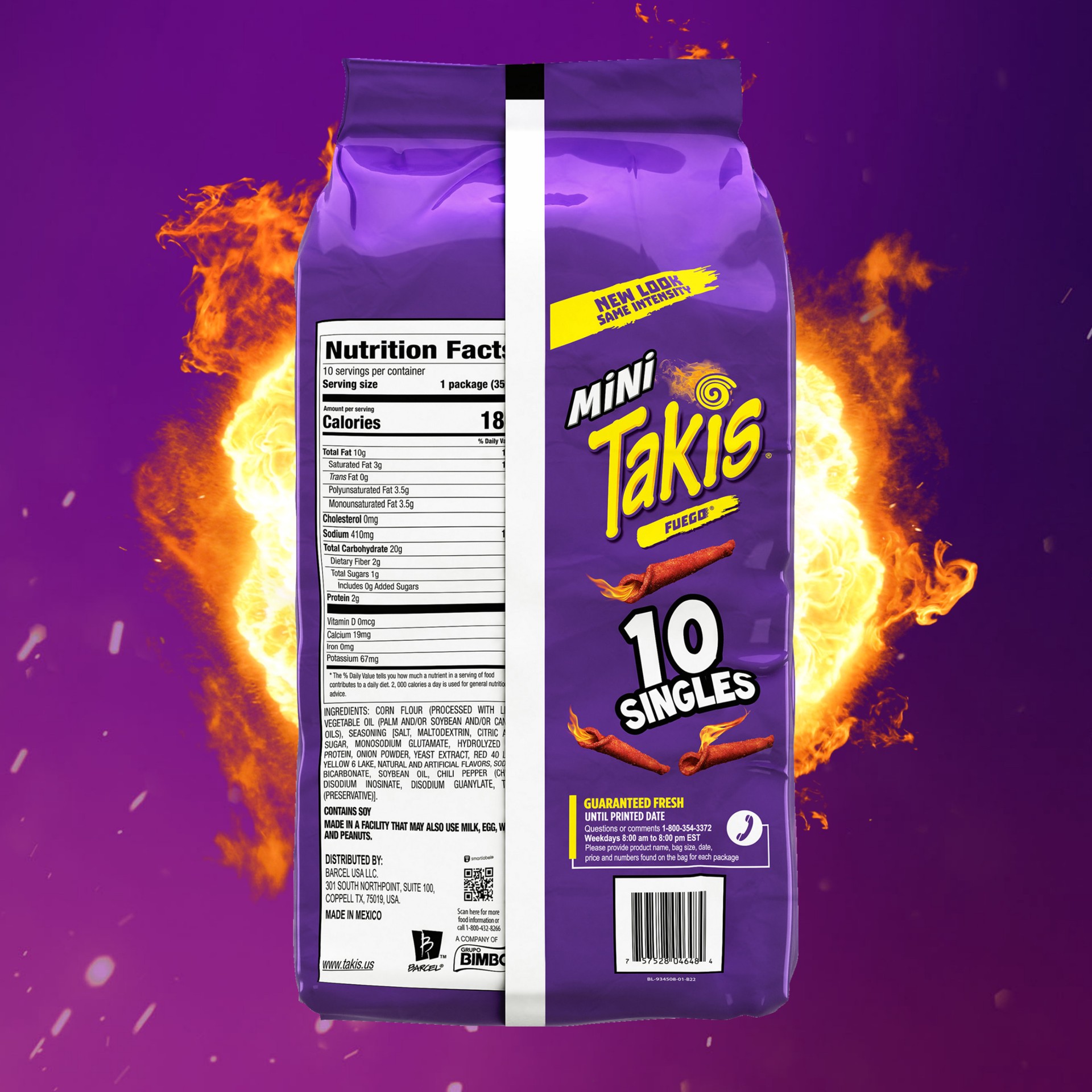 slide 6 of 6, Takis Fuego Mini Hot Chili Pepper & Lime Rolled Tortilla Chips, 10 ct
