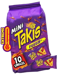 Takis Fuego Mini Hot Chili Pepper & Lime Rolled Tortilla Chips, 10 pc / 1.23 oz