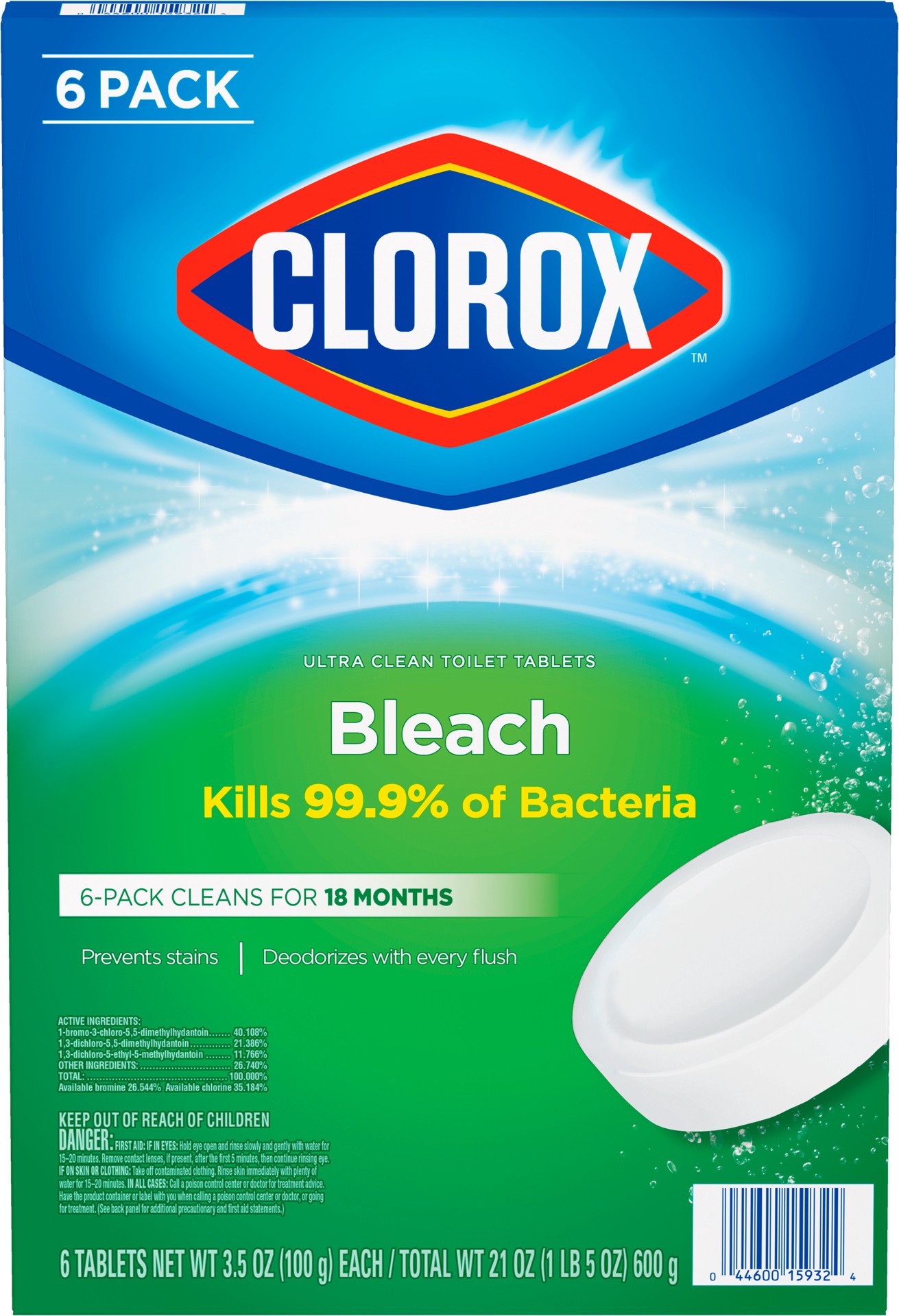 slide 1 of 5, Clorox™ Ultra Clean Toilet Tablets Bleach – 6 Count, 3.5 Ounces Each, 