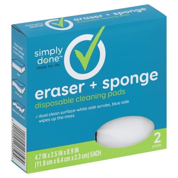 slide 1 of 1, Simply Done Eraser & Sponge Disposable Dual Cleaning Pads, 2 ct