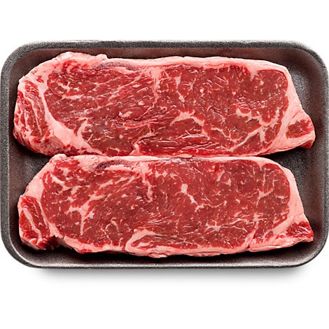 slide 1 of 1, Usda Choice Beef Top Loin New York Thin Strip Steak Boneless S., per lb