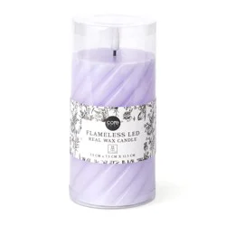 Core Home Medium Flameless LED Swirl Pillar Wax Candle - Purple