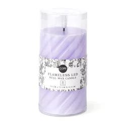 Core Home Medium Flameless LED Swirl Pillar Wax Candle - Purple