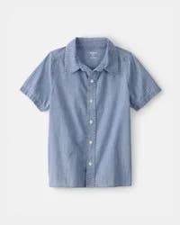 Oshkosh Boys Chambray Short-Sleeve Button-Down Shirt - Blue - Size 6