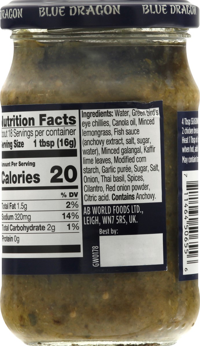 slide 2 of 12, Blue Dragon Thai Green Curry Paste 10.2 oz, 10.2 oz