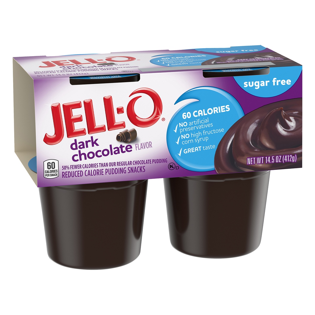 Jell-O Dark Chocolate Sugar Free Ready-to-Eat Pudding Cups Snack Cups