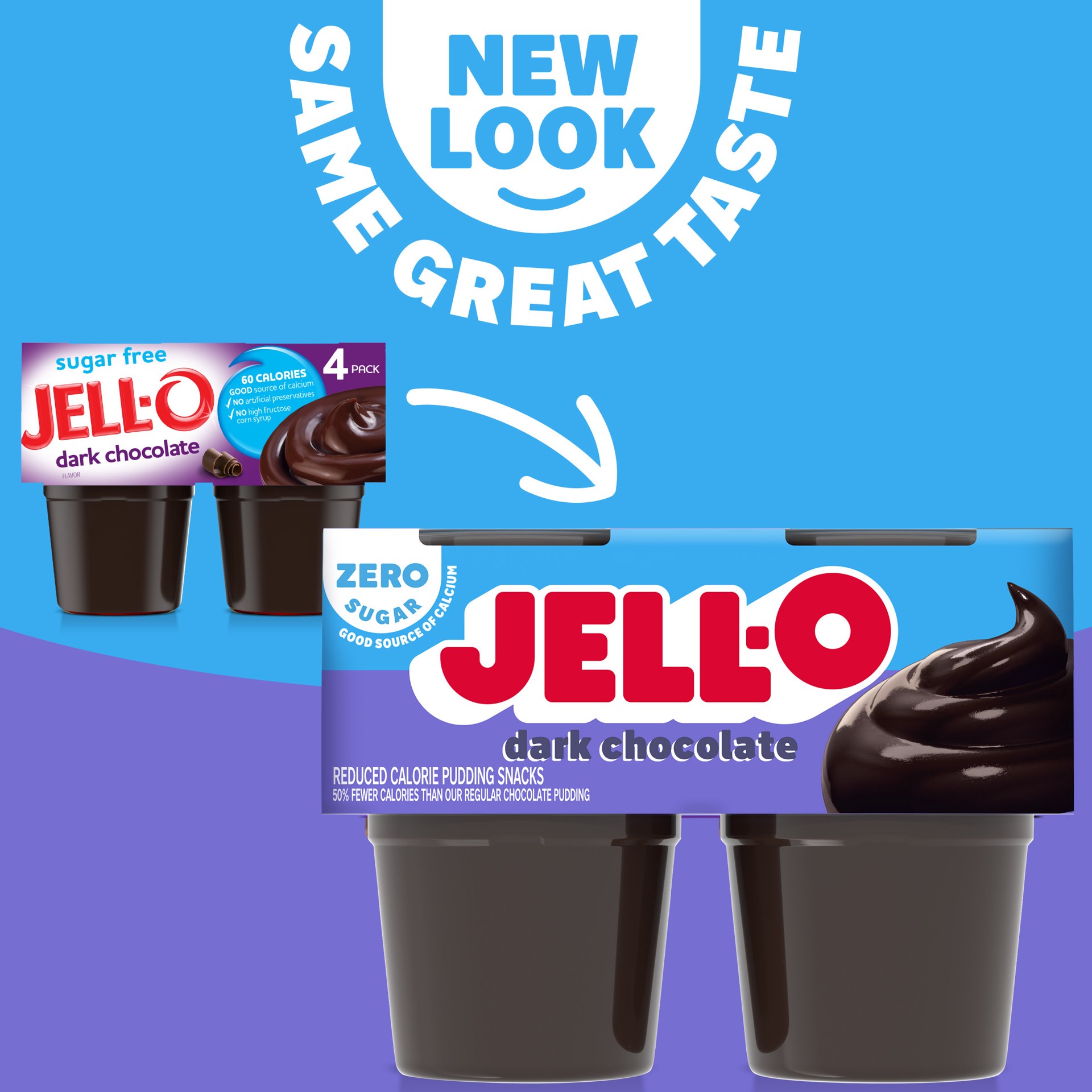 slide 2 of 5, Jell-O Dark Chocolate Zero Sugar Ready-to-Eat Pudding Snack Cups, 4 ct Cups, 4 ct