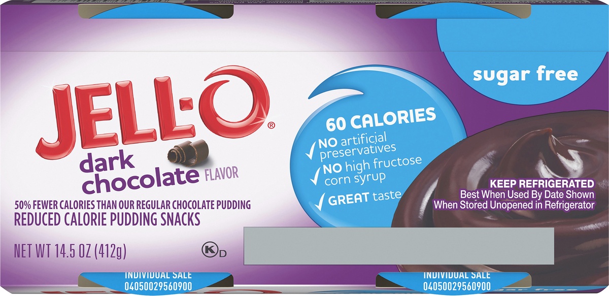 JellO Dark Chocolate Sugar Free ReadytoEat Pudding Cups Snack Cups