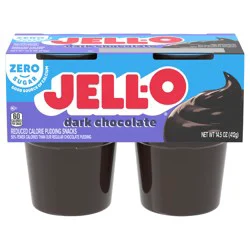 Jell-O Dark Chocolate Zero Sugar Ready-to-Eat Pudding Snack Cups, 4 ct Cups