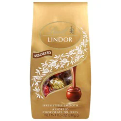 Lindt LINDOR Assorted Chocolate Candy Truffles, Chocolate with Smooth, Melting Truffle Center, 8.5 oz Bag