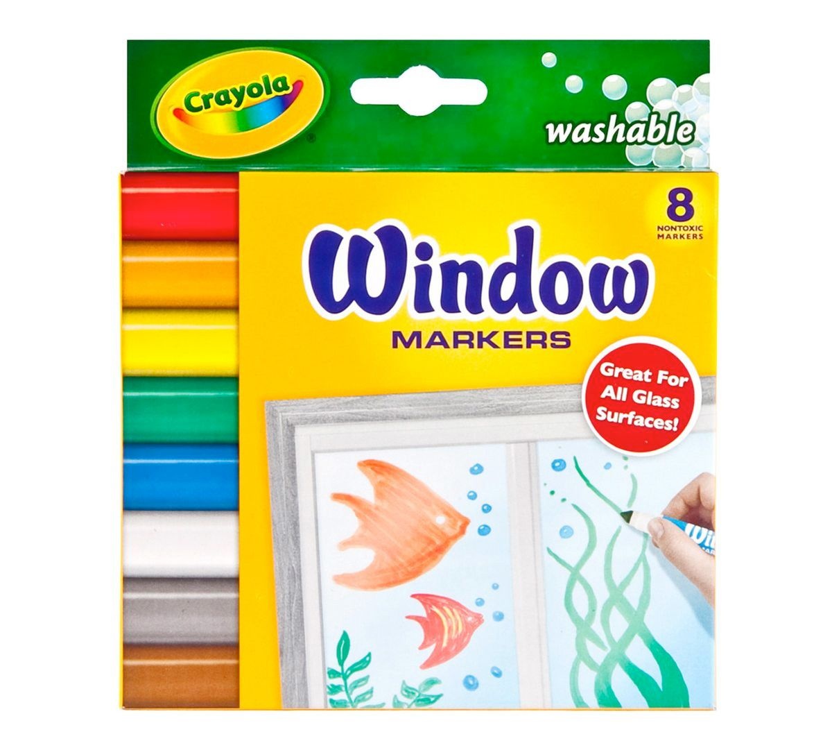 slide 1 of 1, Crayola Window Markers Crystal Effects Washable, 8 ct