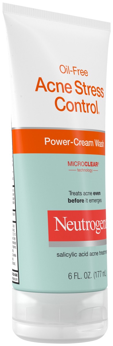 slide 2 of 9, Neutrogena Oil-Free Acne Stress Control Power-Cream Face Wash with 2% Salicylic Acid Acne Treatment Medication, Soothing Daily Acne Facial Cleanser for Acne-Prone Skin Care, 6 fl. oz, 6 fl oz