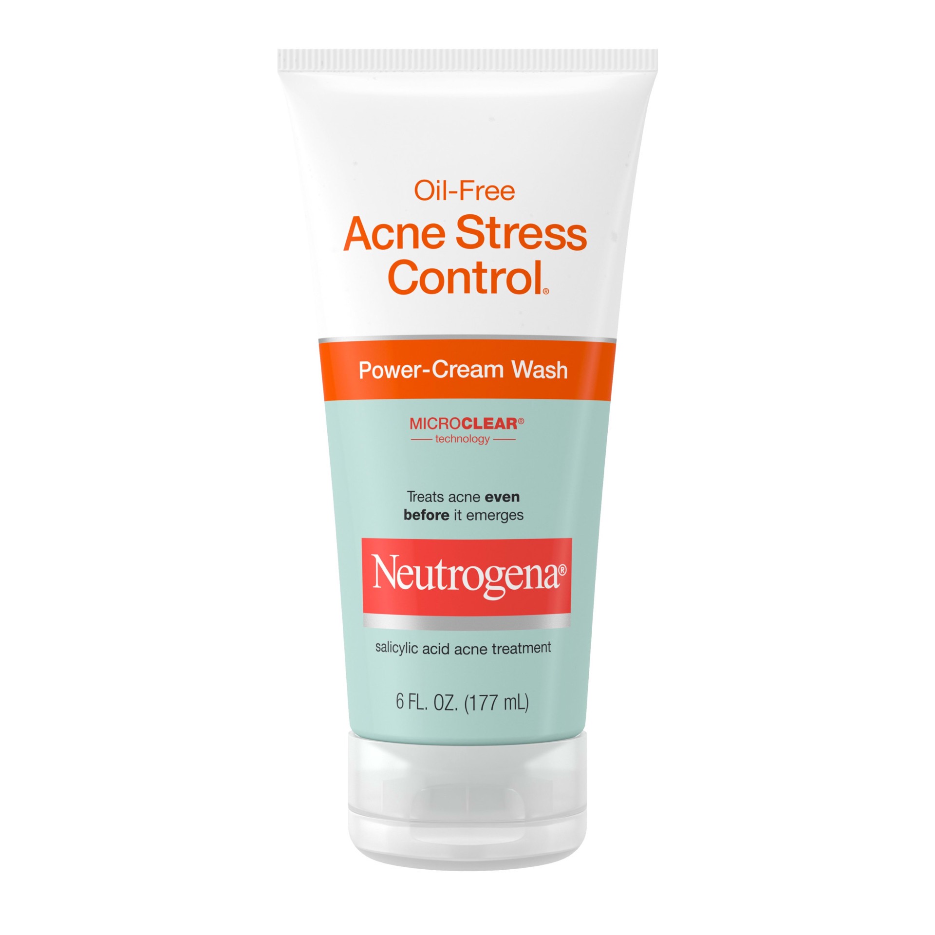 slide 1 of 9, Neutrogena Oil-Free Acne Stress Control Power-Cream Face Wash with 2% Salicylic Acid Acne Treatment Medication, Soothing Daily Acne Facial Cleanser for Acne-Prone Skin Care, 6 fl. oz, 6 fl oz