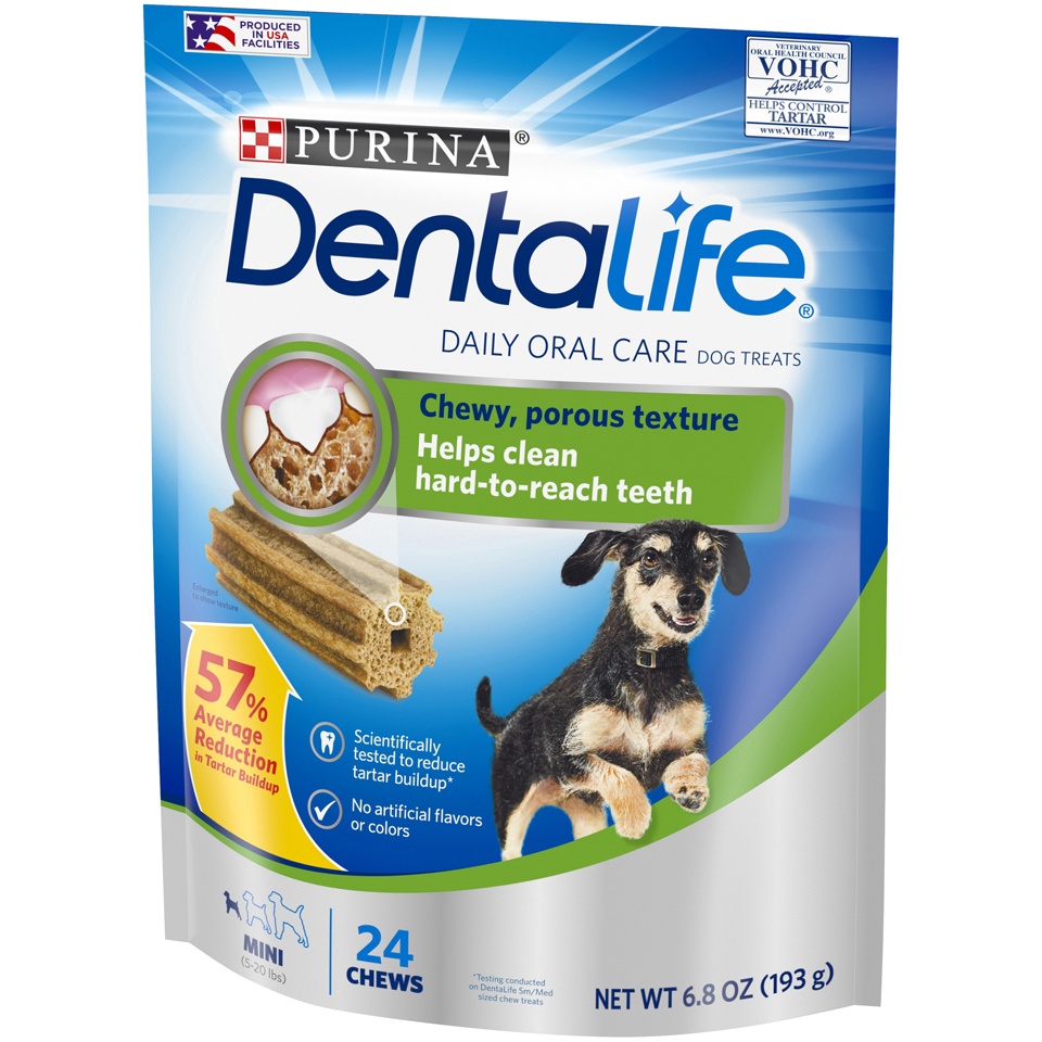 Purina Dentalife Daily Oral Care Dog Treats, Mini 24 ct | Shipt