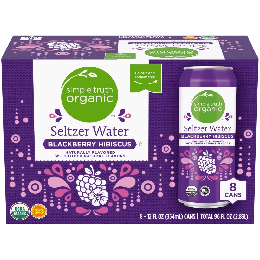 slide 1 of 1, Simple Truth Organic Blackberry Hibiscus Seltzer Water - 8 ct; 12 fl oz, 8 ct; 12 fl oz