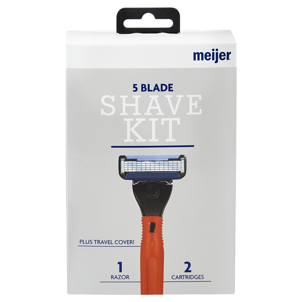 slide 1 of 2, Meijer 5 Blade Shave Kit, 1 Handle with 2 Cartridge Refills, 1 ct