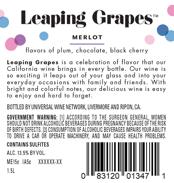 slide 4 of 4, Leaping Grapes Merlot, Red Wine, 1.5L, 1.5 liter