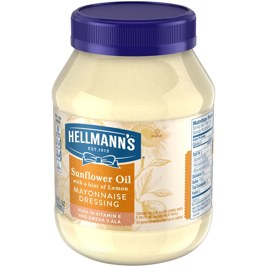 slide 3 of 5, Hellmann's Sunflower Oil With A Hint Of Lemon Mayonnaise Dressing, 24 fl oz