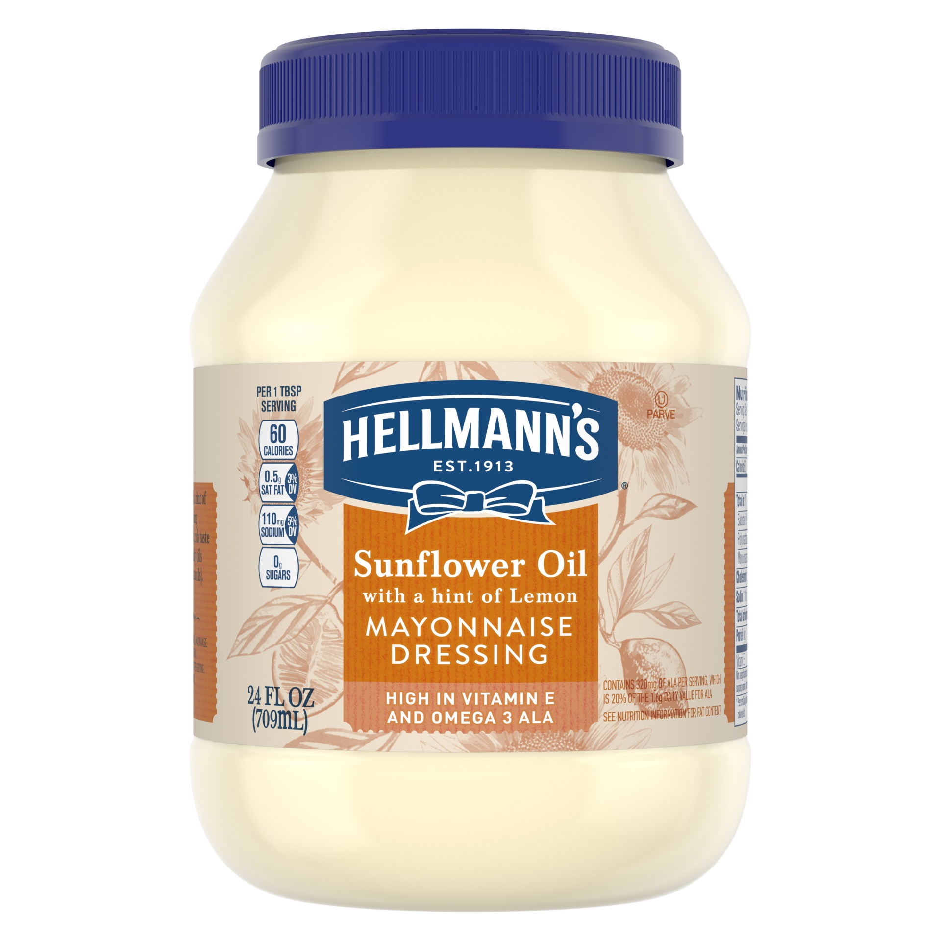 slide 1 of 5, Hellmann's Sunflower Oil With A Hint Of Lemon Mayonnaise Dressing, 24 fl oz
