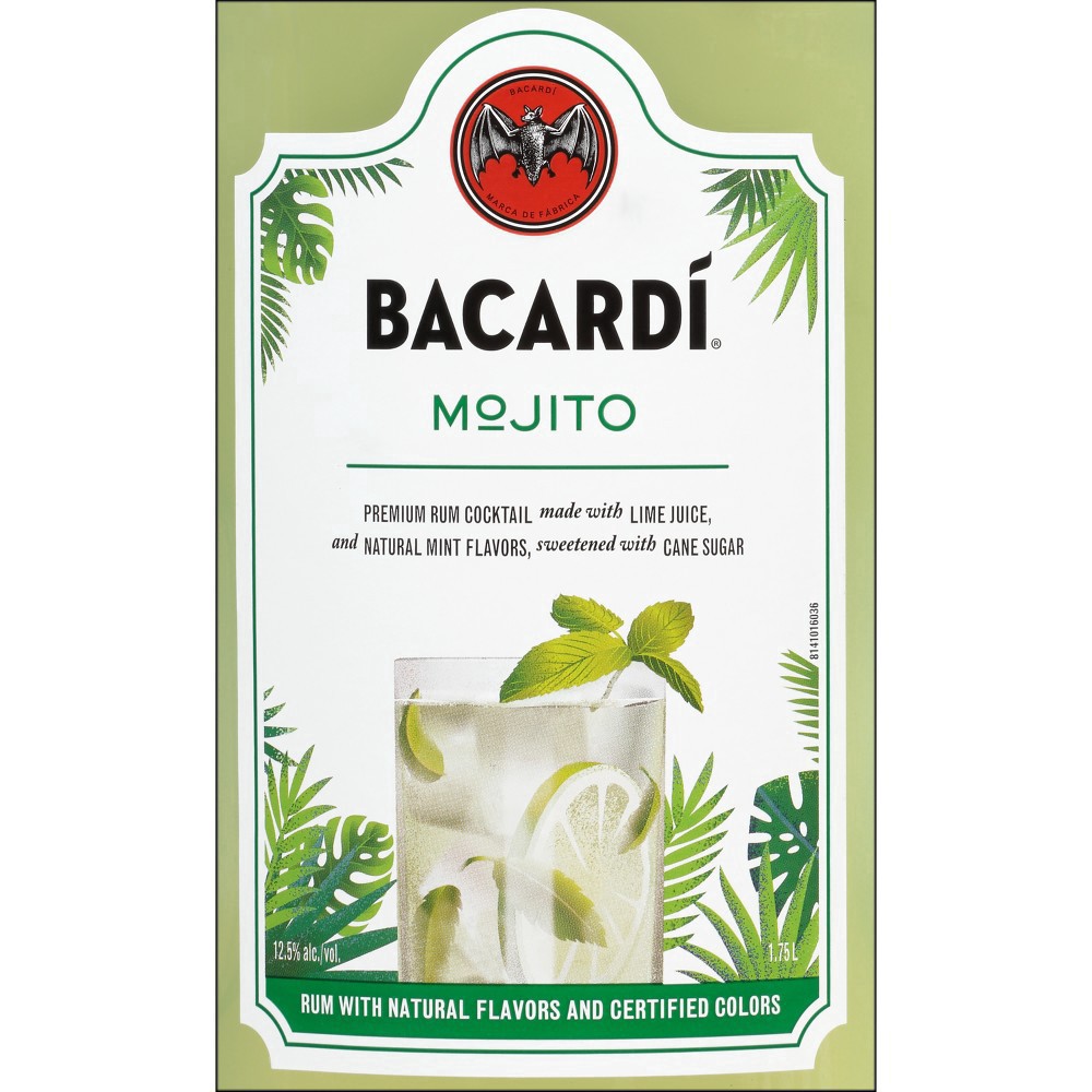slide 5 of 5, Bacardí Bacardi Mojito Ready To Serve Premium Rum Cocktail, Gluten Free 12.5% 175Cl/1.75L, 1.75 liter
