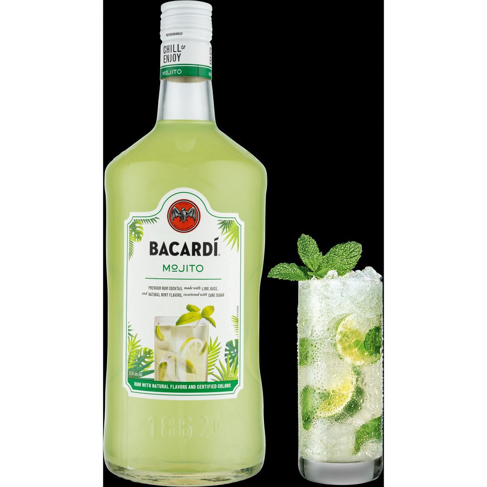 slide 2 of 5, Bacardí Bacardi Mojito Ready To Serve Premium Rum Cocktail, Gluten Free 12.5% 175Cl/1.75L, 1.75 liter