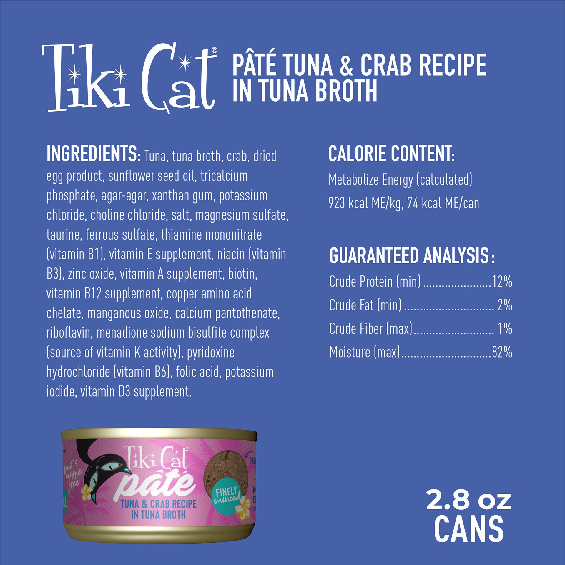 slide 3 of 7, Tiki Cat Grill Tuna & Crab Recipe Pate Wet Cat Food, 2.8 oz