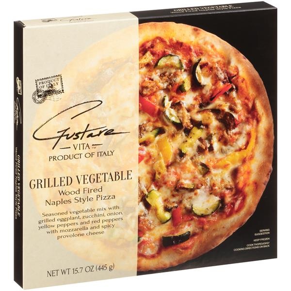 slide 1 of 1, Gustare Vita Seasoned Vegetable Mix With Grilled Eggplant, Zucchini, Onion, Yellow Peppers And Red Peppers With Mozzarella And Spicy Provolone Cheese Wood Fired Naples Style Pizza, 15.7 oz