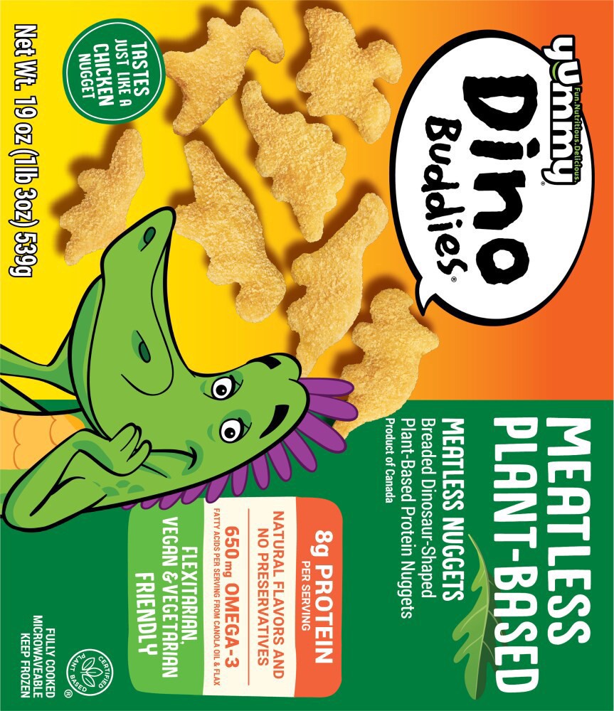 slide 6 of 6, Yummy Meatless Plant-Based Dinosaur-Shaped Vegan Nuggets, 19 oz