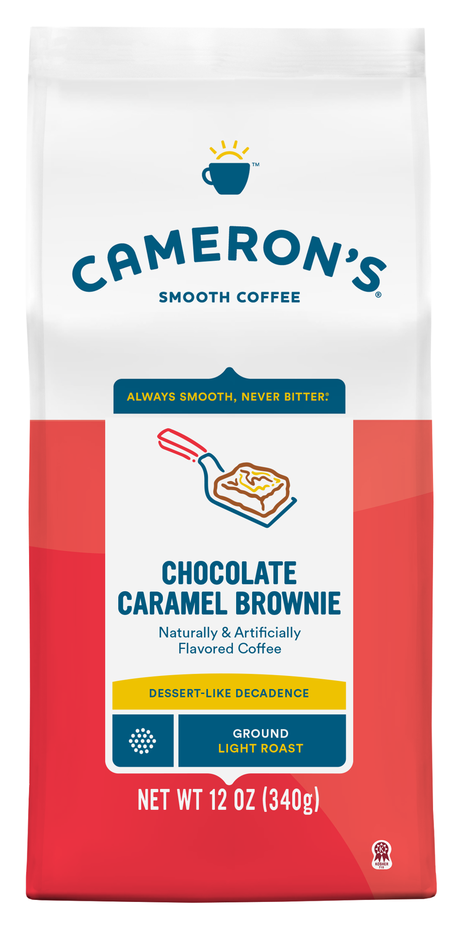 slide 1 of 8, Cameron's Coffee Roasted Ground Coffee Bag, Flavored, Chocolate Caramel Brownie, 12oz, 12 oz