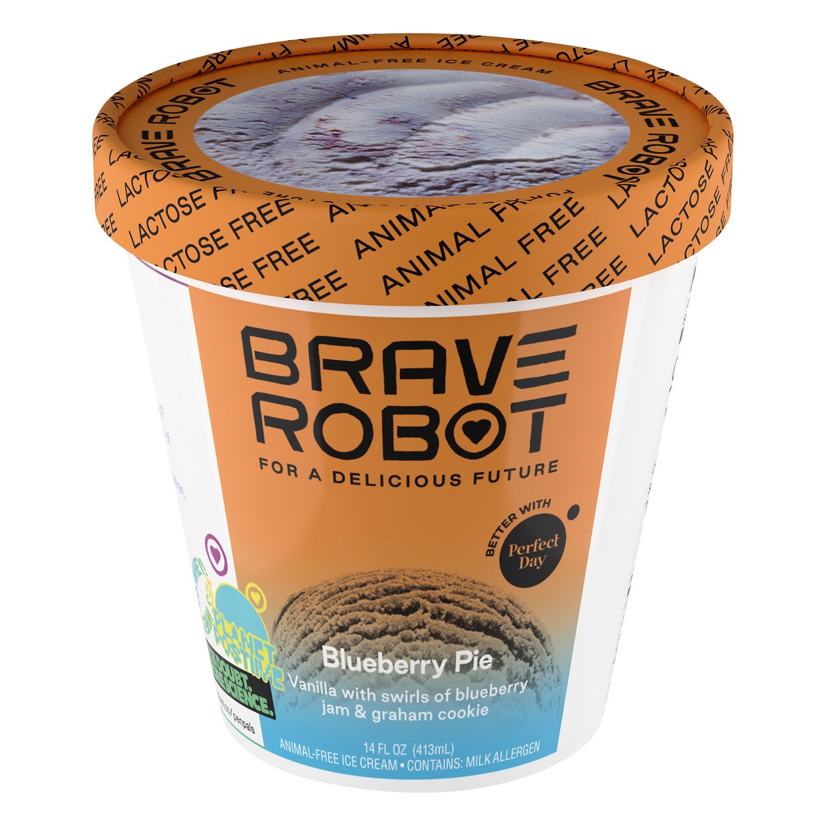 slide 1 of 10, Brave Robot Animal-Free Blueberry Pie Ice Cream 14 oz, 14 oz