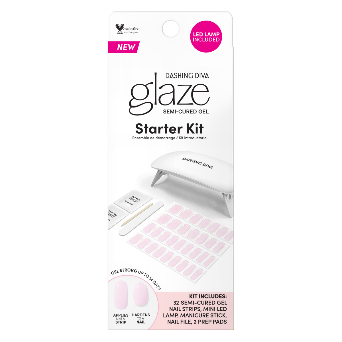 slide 1 of 14, Dashing Diva Glaze Starter Kit Powder Pink, 32 ct