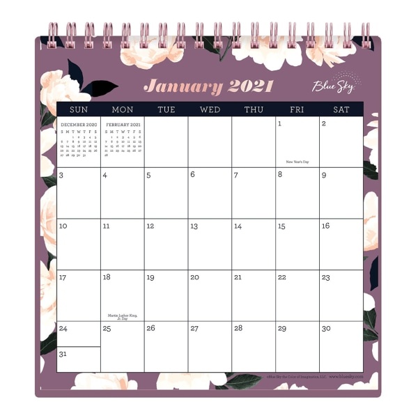 slide 1 of 1, Blue Sky Monthly Desk Calendar, With Stand, 6-1/16'' X 6-3/8'', Hazel Purple, January To December 2021, 122623, 1 ct