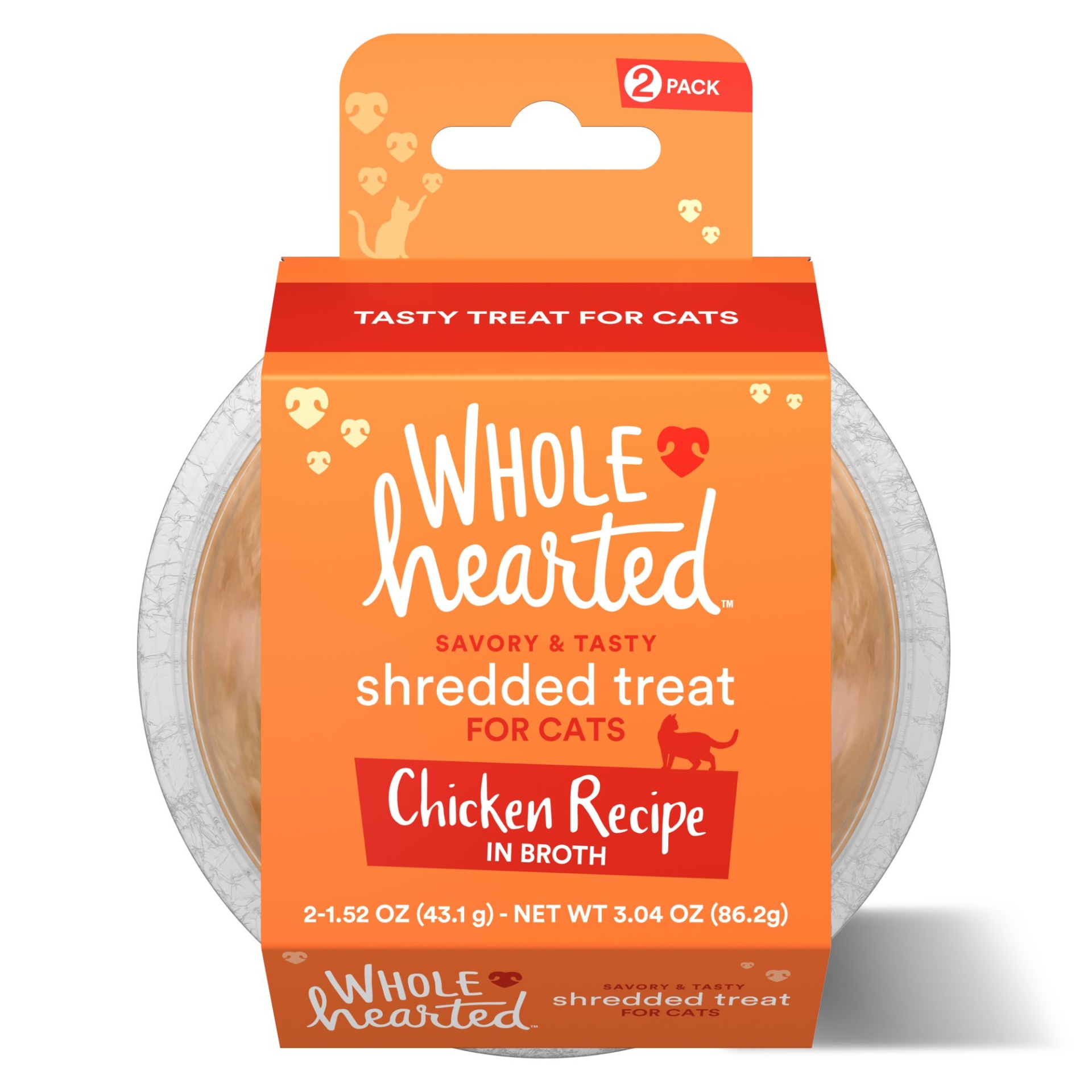 slide 1 of 1, WholeHearted Grain Free Chicken Recipe Shredded Cat Treat, 1.52 oz